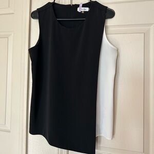 Calvin Klein Black and White Asymmetrical Blouse